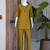 Women new mustard solid kurta pant set with heavy neck embroidery