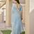 Women firozi linen silk blend handloom saree
