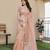 Women peach linen silk blend handloom saree