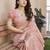 Women peach linen silk blend handloom saree
