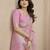 Women pink linen silk blend handloom saree