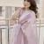 Women purple linen silk blend handloom saree