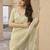 Women yellow linen silk blend handloom saree