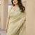 Women yellow linen silk blend handloom saree