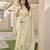 Women yellow linen silk blend handloom saree