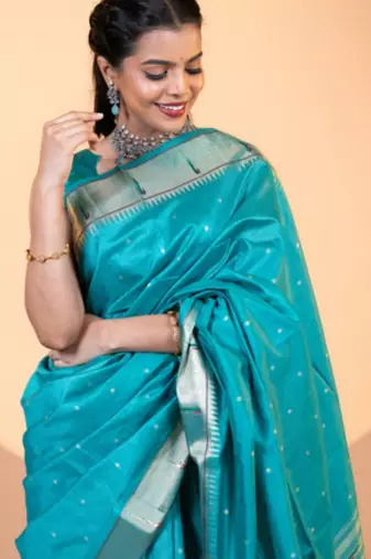 Women rama Art silk handloom saree
