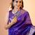 Women royal blue Art silk handloom saree
