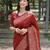 Women red Art silk handloom saree
