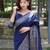 Women blue Art silk handloom saree