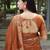 Women orange Art silk handloom saree