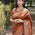 Women orange Art silk handloom saree