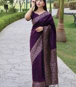 Women wine Art silk handloom saree