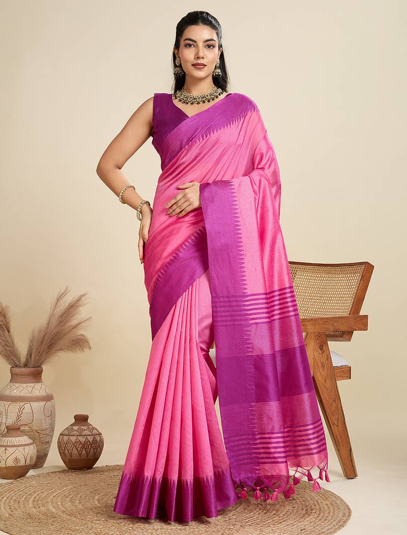 Women purple Art silk handloom saree