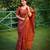 Women orange Art silk handloom saree
