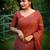 Women orange Art silk handloom saree