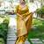 Women mustarad Art silk handloom saree