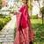 Women red Art silk handloom saree