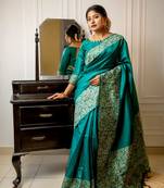 Women rama Art silk handloom saree