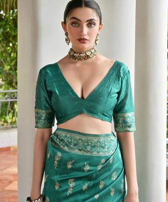 Women rama Art silk handloom saree 2