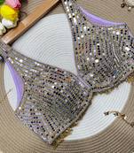 Lavender mirror work cotton sleeveless blouse