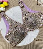 Lilac mirror work cotton sleeveless blouse