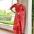 Women red Art silk handloom saree