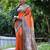 Women orange Art silk handloom saree