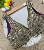 Plum mirror work cotton sleeveless blouse