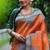 Women orange Art silk handloom saree