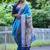Women blue Art silk handloom saree
