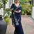 Women blue linen silk blend handloom saree