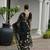 Women black linen silk blend handloom saree