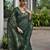 Women green linen silk blend handloom saree