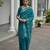 Women rama blue linen silk blend handloom saree