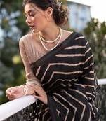 Women black Art silk handloom saree