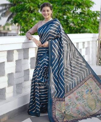 Women grey art silk handloom saree 3