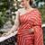 Women orange Art silk handloom saree