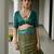 Women green Art silk handloom saree