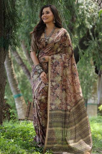 Women multicolor Art silk handloom saree