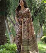 Women multicolor Art silk handloom saree