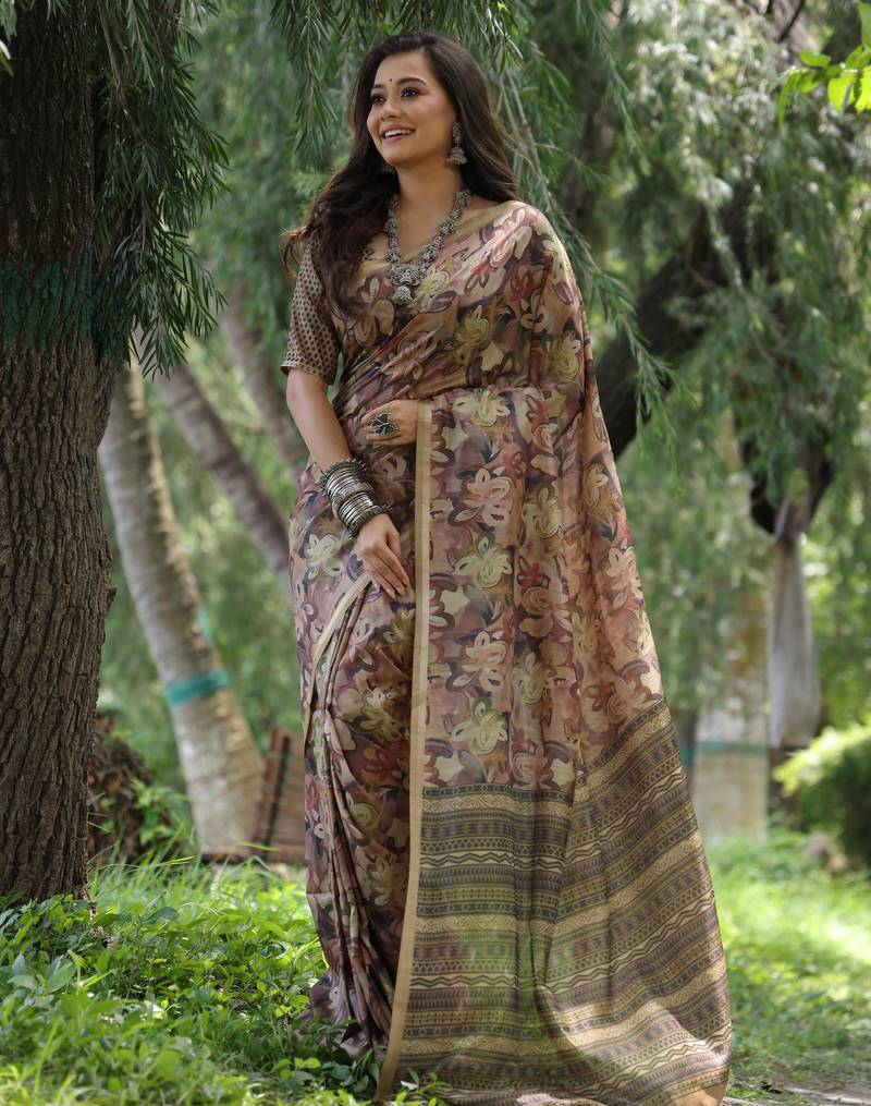Women multicolor Art silk handloom saree