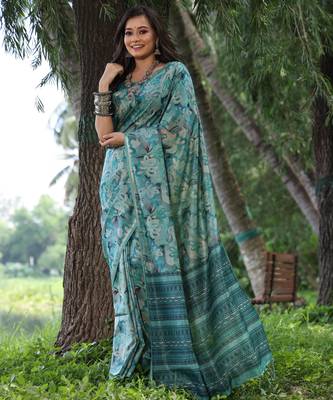 Women multicolor Art silk handloom saree 1