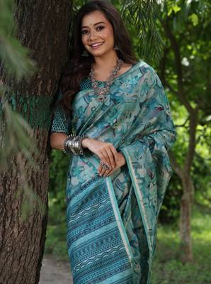 Women multicolor Art silk handloom saree 2