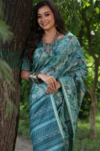 Women multicolor Art silk handloom saree