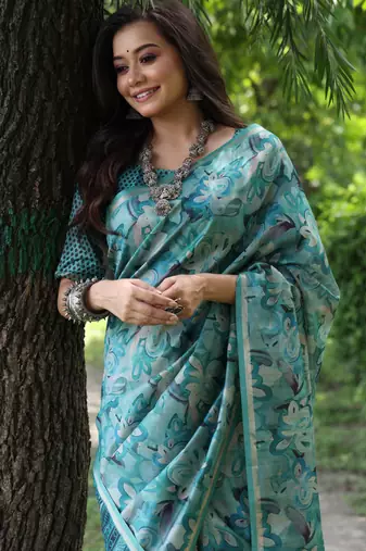 Women multicolor Art silk handloom saree