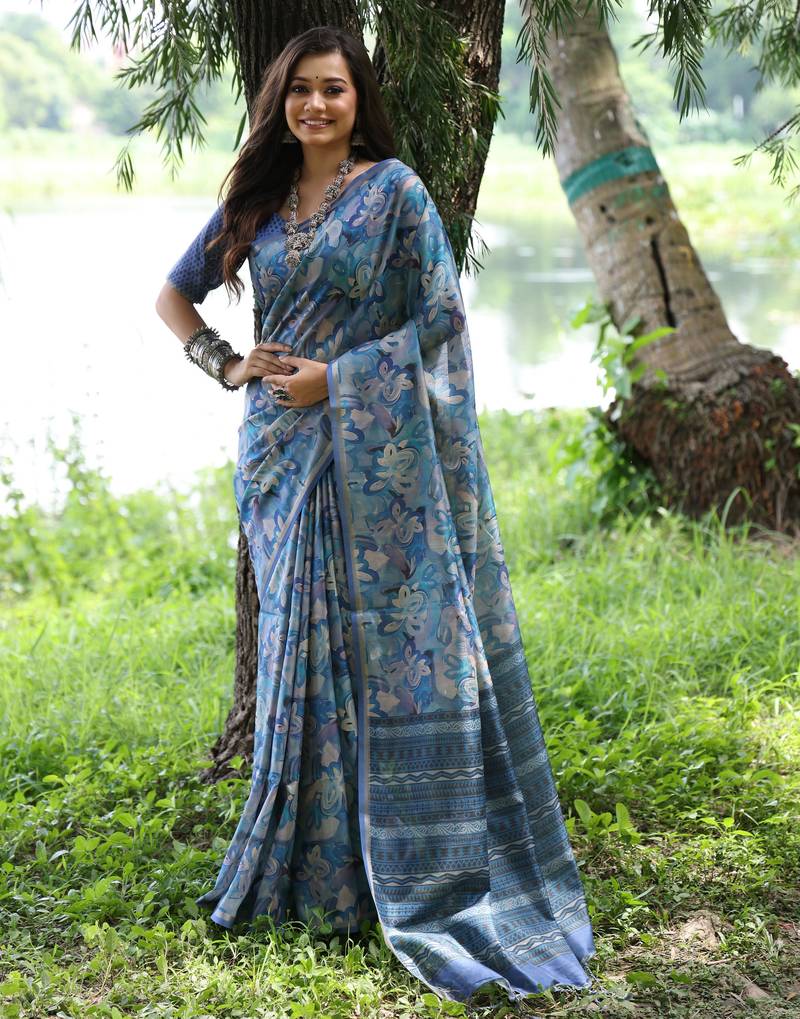 Women multicolor Art silk handloom saree