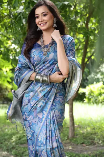 Women multicolor Art silk handloom saree