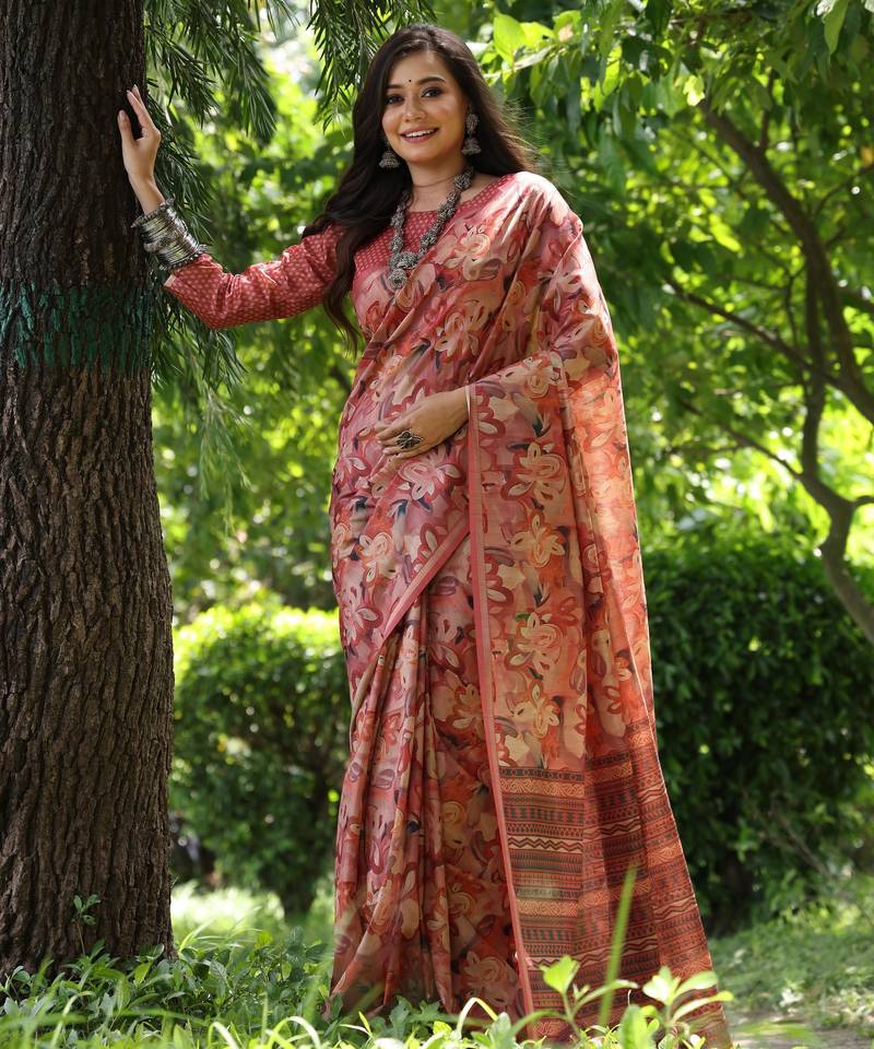 Women multicolor Art silk handloom saree