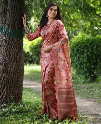 Women multicolor Art silk handloom saree 2