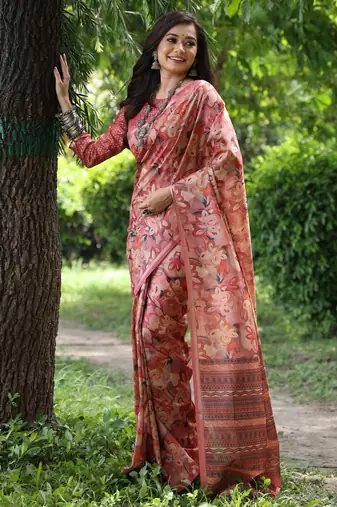 Women multicolor Art silk handloom saree